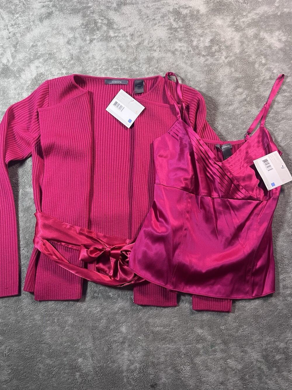 Liz Claiborne Petite Pink Satin Cami Wrap Cardigan 2 Piece Set NWT PS 6P